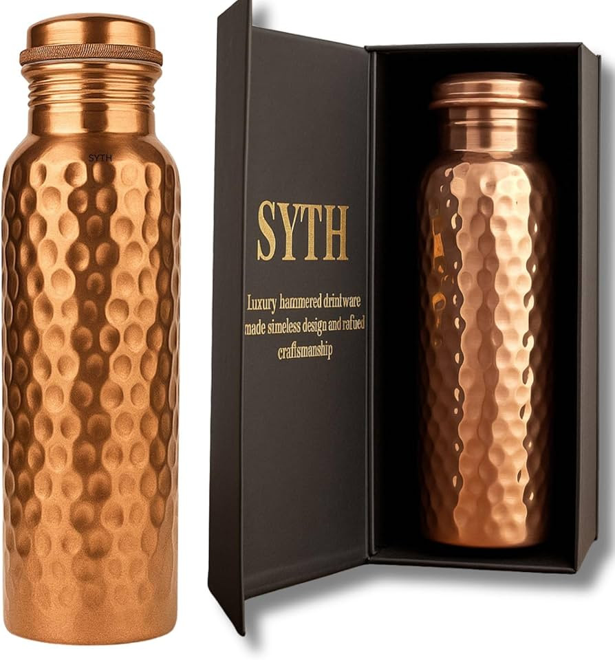 SYTH Luxury 100% Pure Copper Water Bottle - 34 OZ – |BPA Free| Ayurvedic Copper Drinking Bottle... | Amazon (US)