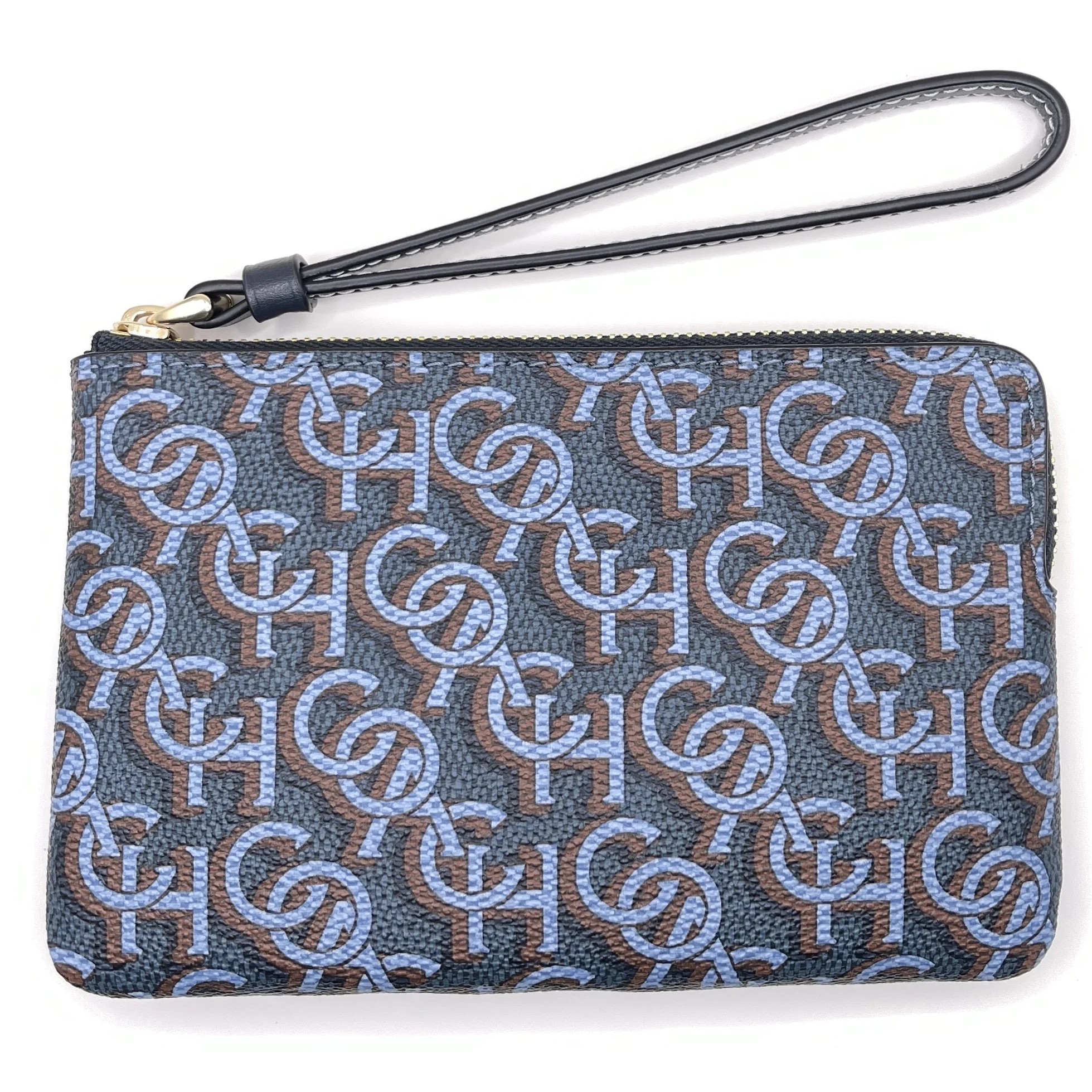 Coach Women's Small Corner Zip Wristlet with Coach Monogram Print (Navy) | Walmart (US)