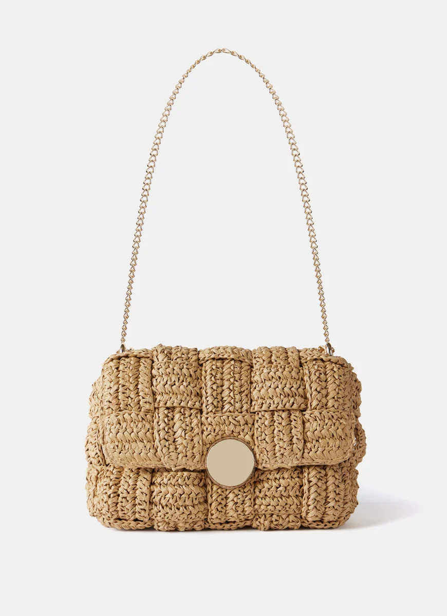 Neutral Straw Crossbody Bag | Mint Velvet