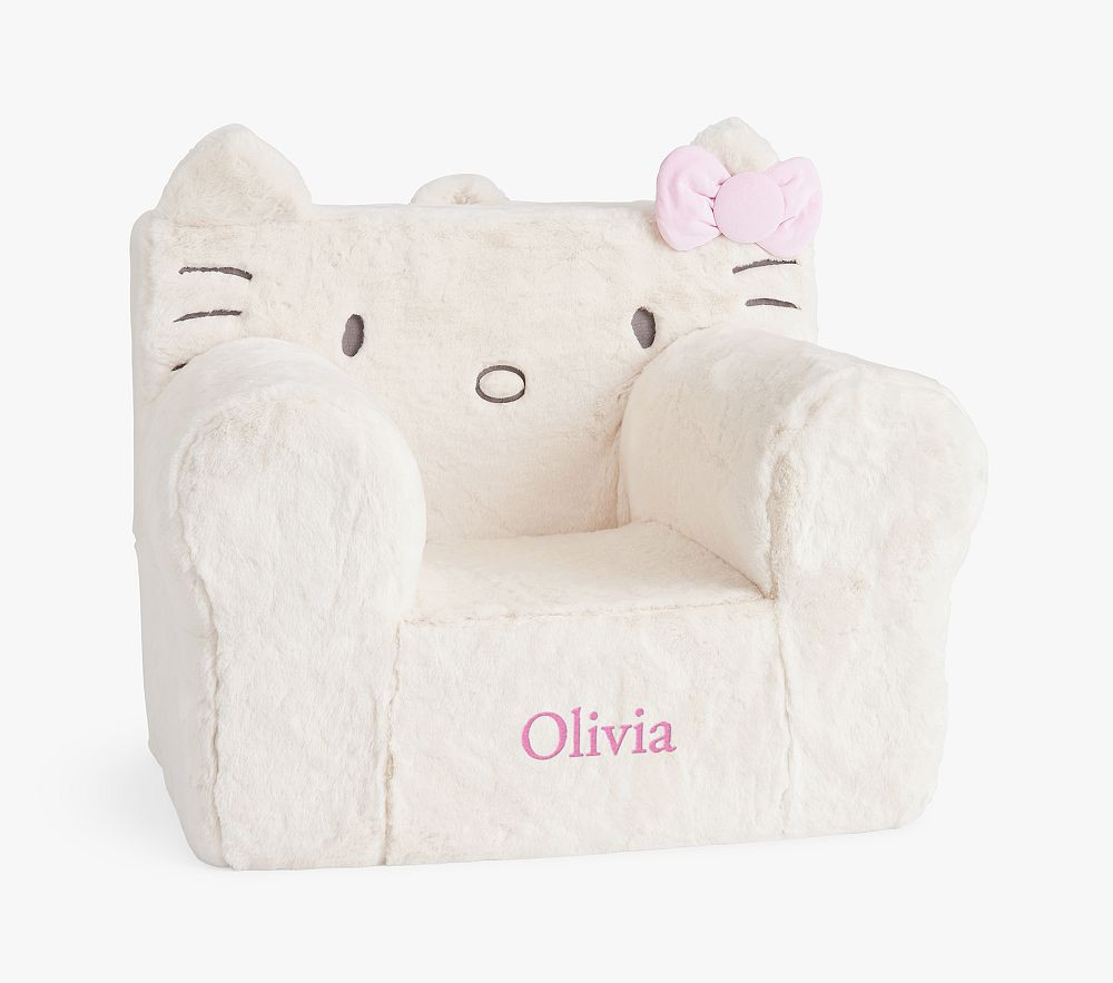 Oversized Anywhere Chair, Hello Kitty(R) Faux-Fur Ivory | Pottery Barn Kids