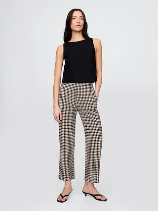 Linen-Blend Relaxed Straight Ankle Pants | Gap (CA)