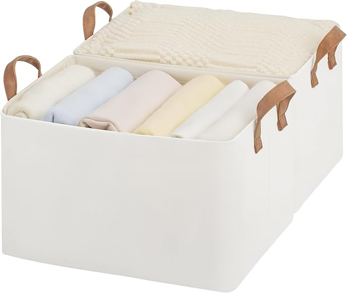 StorageWorks Storage Bins, Fabric Storage Bins for Shelves, Large Storage Baskets with Metal Fram... | Amazon (US)