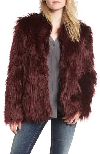 Women's Chelsea28 Faux Fur Jacket, Size XX-Small - Burgundy | Nordstrom