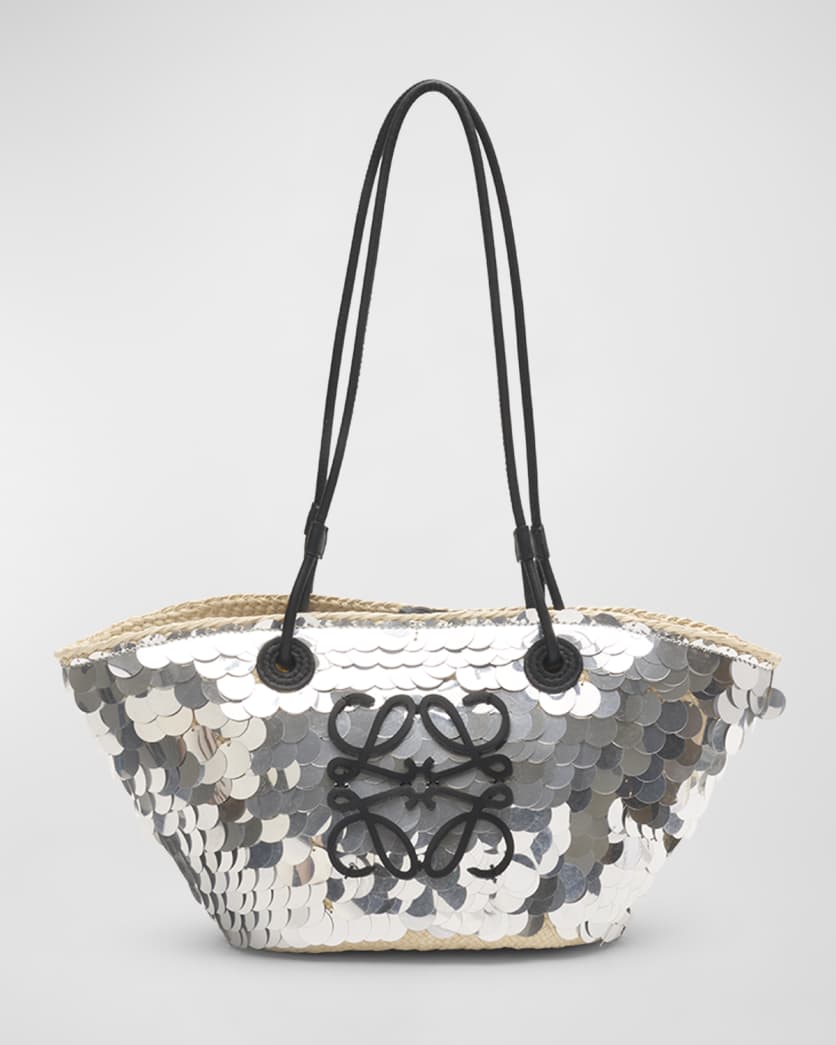 x Paula’s Ibiza Anagram Small Sequins Basket Shoulder Bag | Neiman Marcus