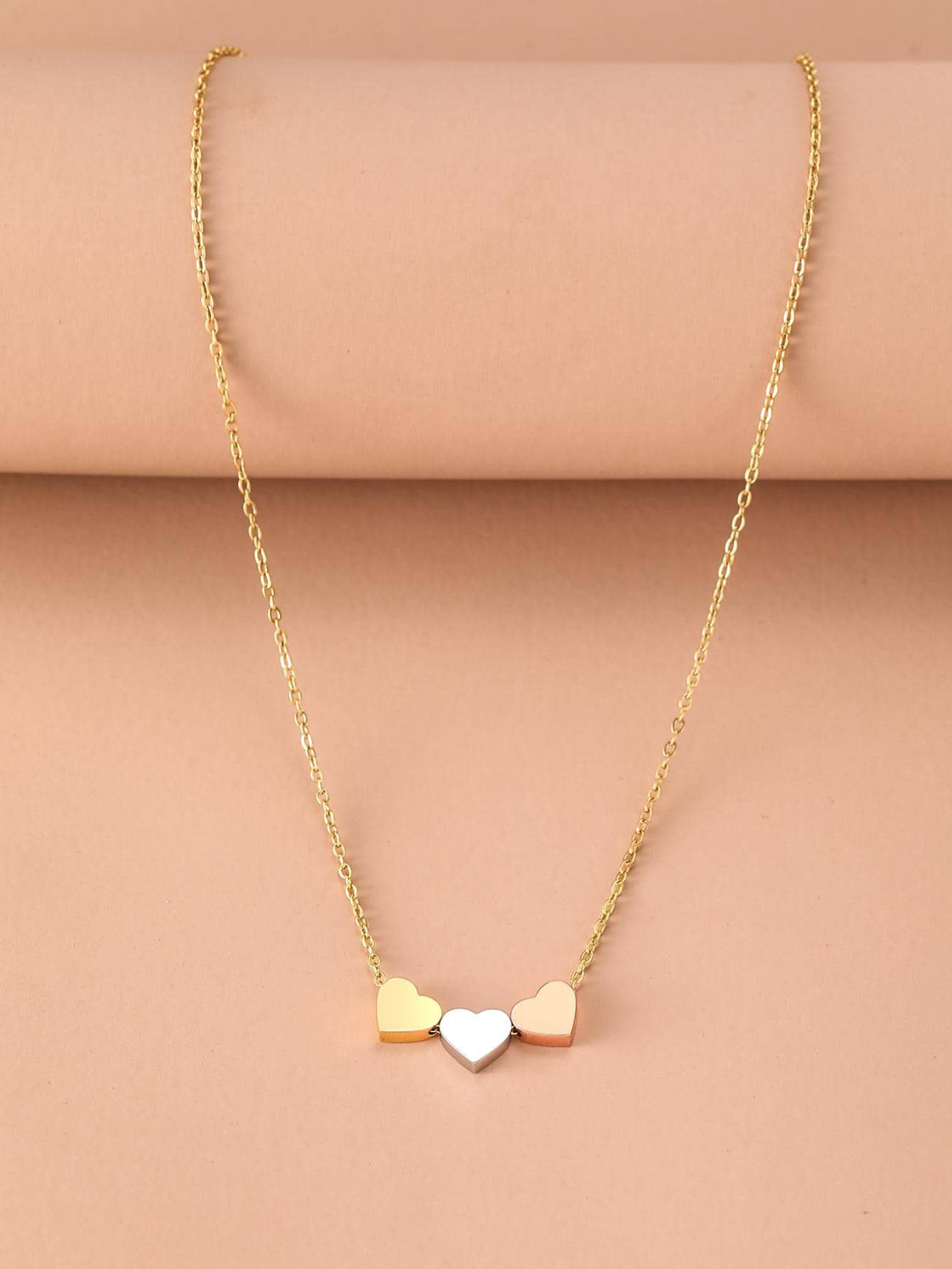 Aomogo Stainless Steel Necklaces New Sweetheart Gold Rose Silver Color Metal Charms Pendants Chai... | SHEIN