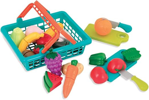Battat – Farmers Market Basket – Toy Kitchen Accessories – Pretend Cutting Play Food Set fo... | Amazon (US)