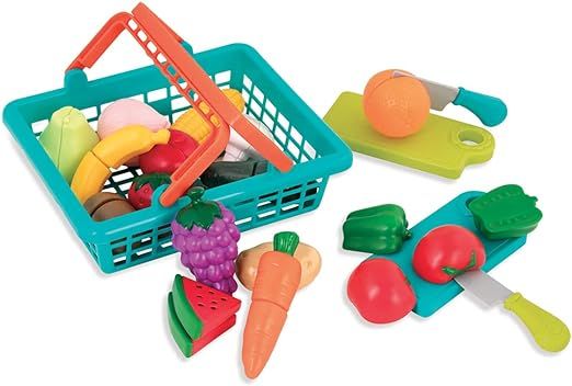 Battat – Farmers Market Basket – Toy Kitchen Accessories – Pretend Cutting Play Food Set fo... | Amazon (US)
