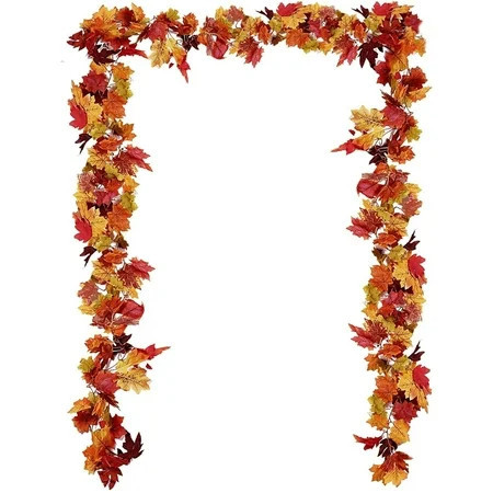 3 Pack Fall Maple Leaf Garland 6Ft/Piece Artificial Autumn Maple Leaves Hanging Foliage for Home Indoor Outdoor Fireplace Wedding Thanksgiving Party Decor | Walmart (US)