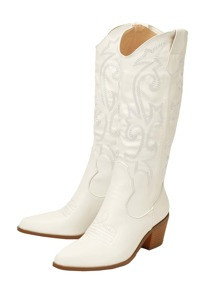 Scroll Embroidery Chunky Heeled Boots
   SKU: sx2208022822126555      
          (92 Reviews)
   ... | SHEIN