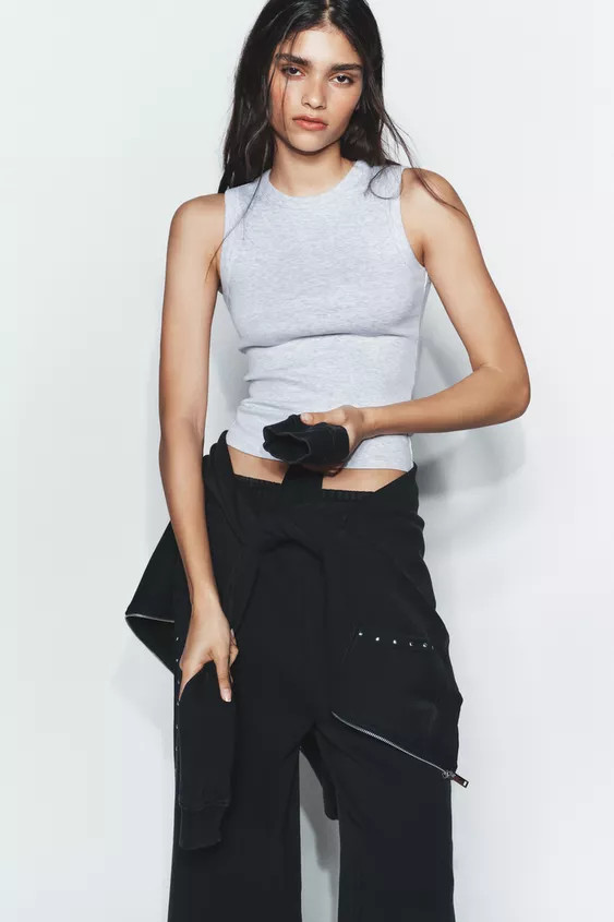 RIBBED TOP WITH STRAPS | Zara UK