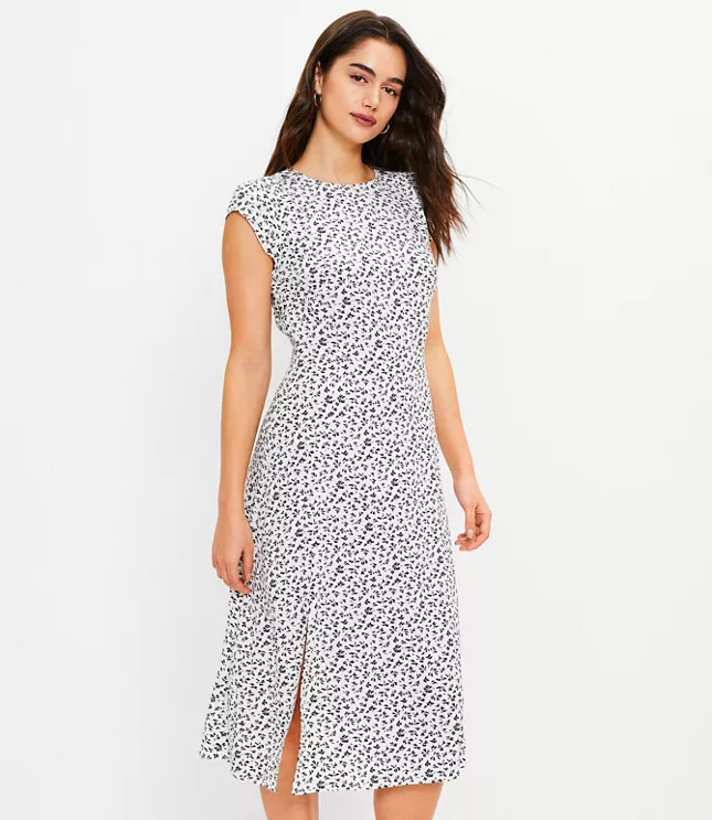 Floral Flutter Sleeve Midi Dress | LOFT