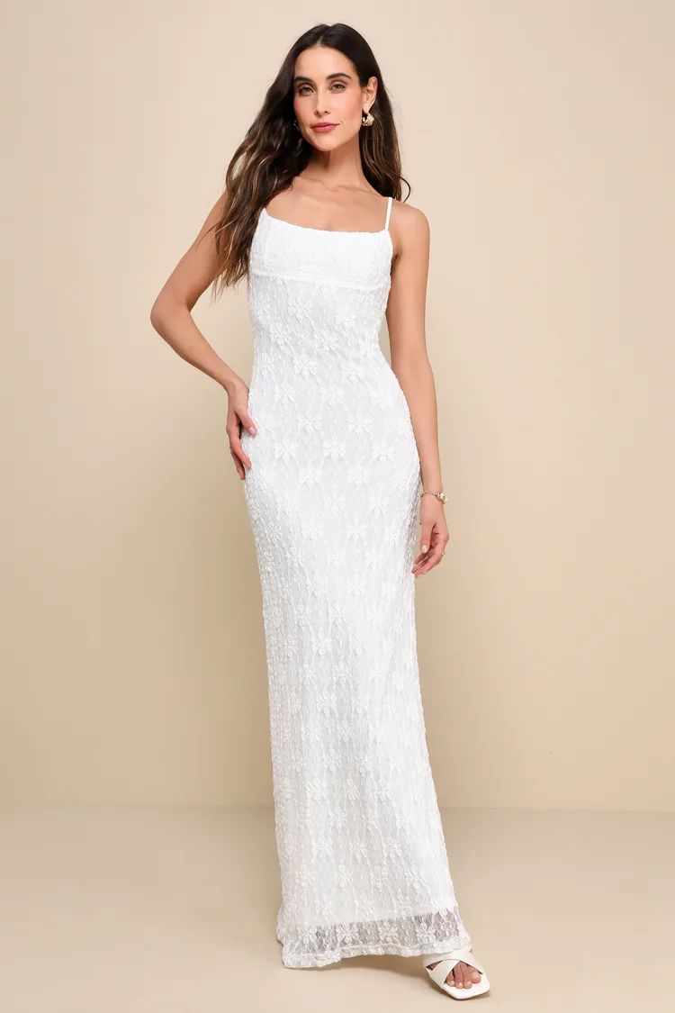 Exquisite Perfection Ivory Lace Sleeveless Mermaid Maxi Dress | Lulus