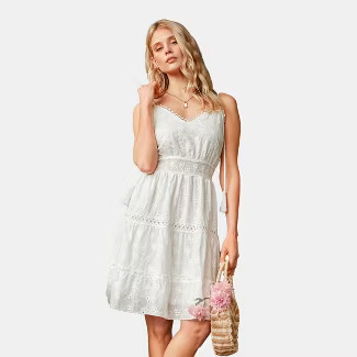 Women's Floral Eyelet Picot Tassel Dress - Cupshe | Target