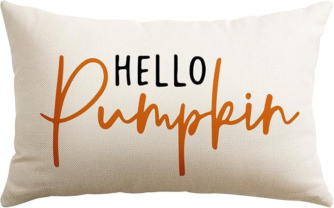 Artscope Hello Pumpkin Beige Lumbar Throw Pillow Cover 12x20 Inch Fall Decoration Cushion Cover T... | Amazon (US)