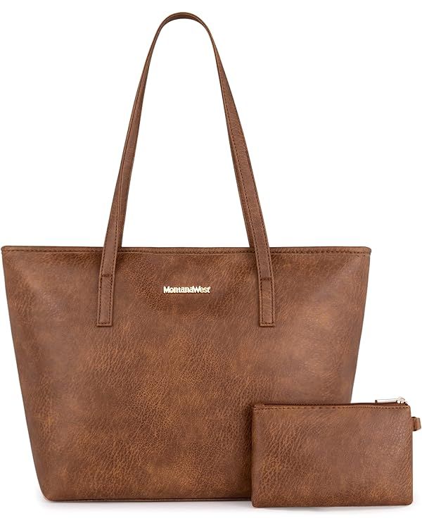 Montana West Tote Bags Vegan Leather Purses and Handbags for Women Top Handle Ladies Shoulder Bag... | Amazon (US)