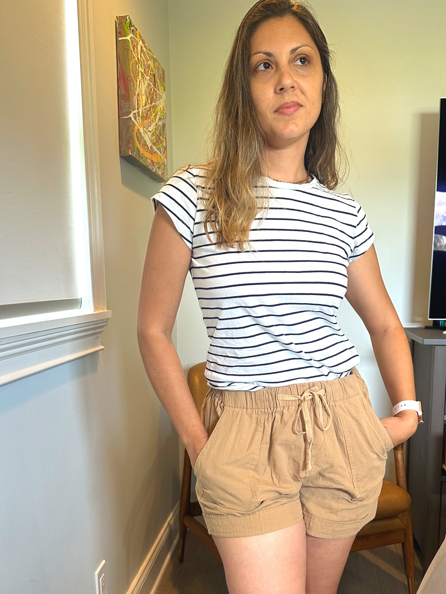 Outfit formula for busy mornings:
Linen shorts + wireless bra + striped tee = done ✔️
Comfy, casual, and mom-life approved!

Shop the look (or similar styles) below ⬇️
#momstyle #outfitformula #linenoutfit #LTKmom #easyoutfit #everydaystyle 

#LTKFindsUnder50 #LTKSummerEdit #LTKStyleTip