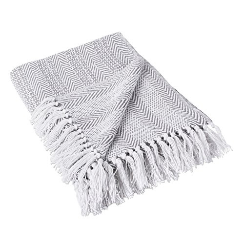 DII Herringbone Striped Collection Cotton Throw Blanket, 50x60, Gray | Amazon (US)