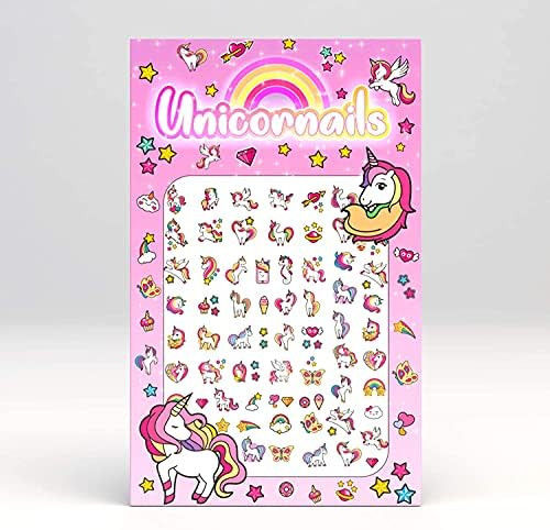 Unicorn Nails Stickers Rainbows Hearts Stars Cupcakes Cute Kids Fake Art Finger for Girls 6+ Year... | Amazon (US)