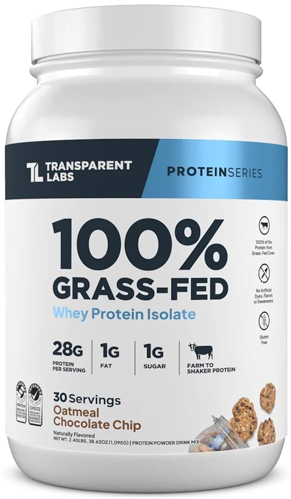 Transparent Labs Grass-Fed Whey Protein Isolate - Naturally Flavored, Gluten Free Whey Protein Po... | Amazon (US)