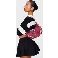 Burgundy Rounded Patent Shoulder Bag | PrettyLittleThing US