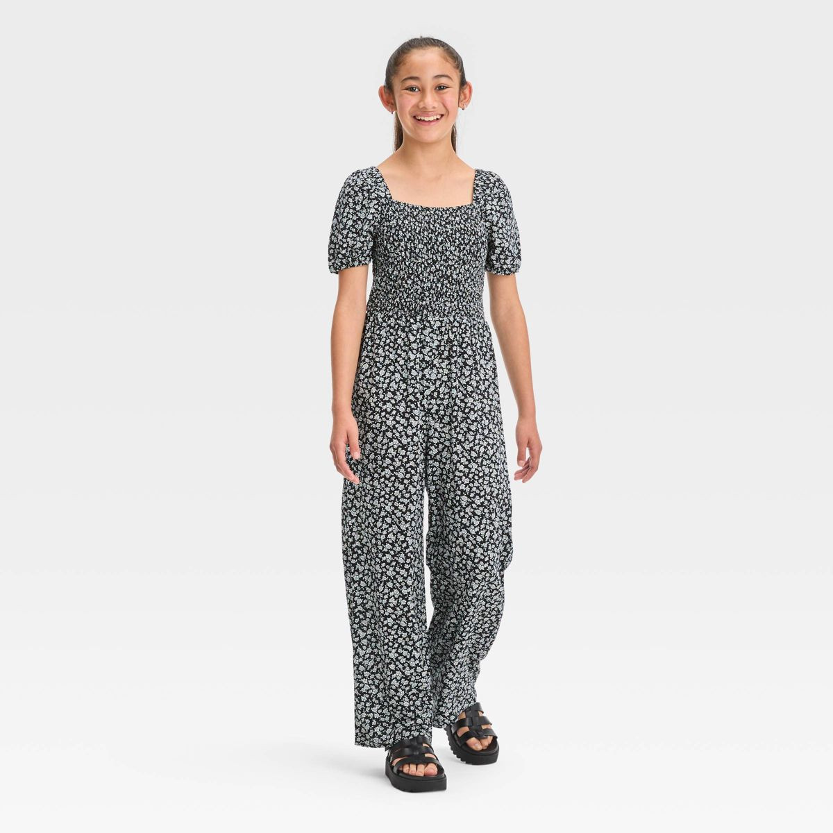 Girls' Short Sleeve Smocked Jumpsuit - art class™ | Target