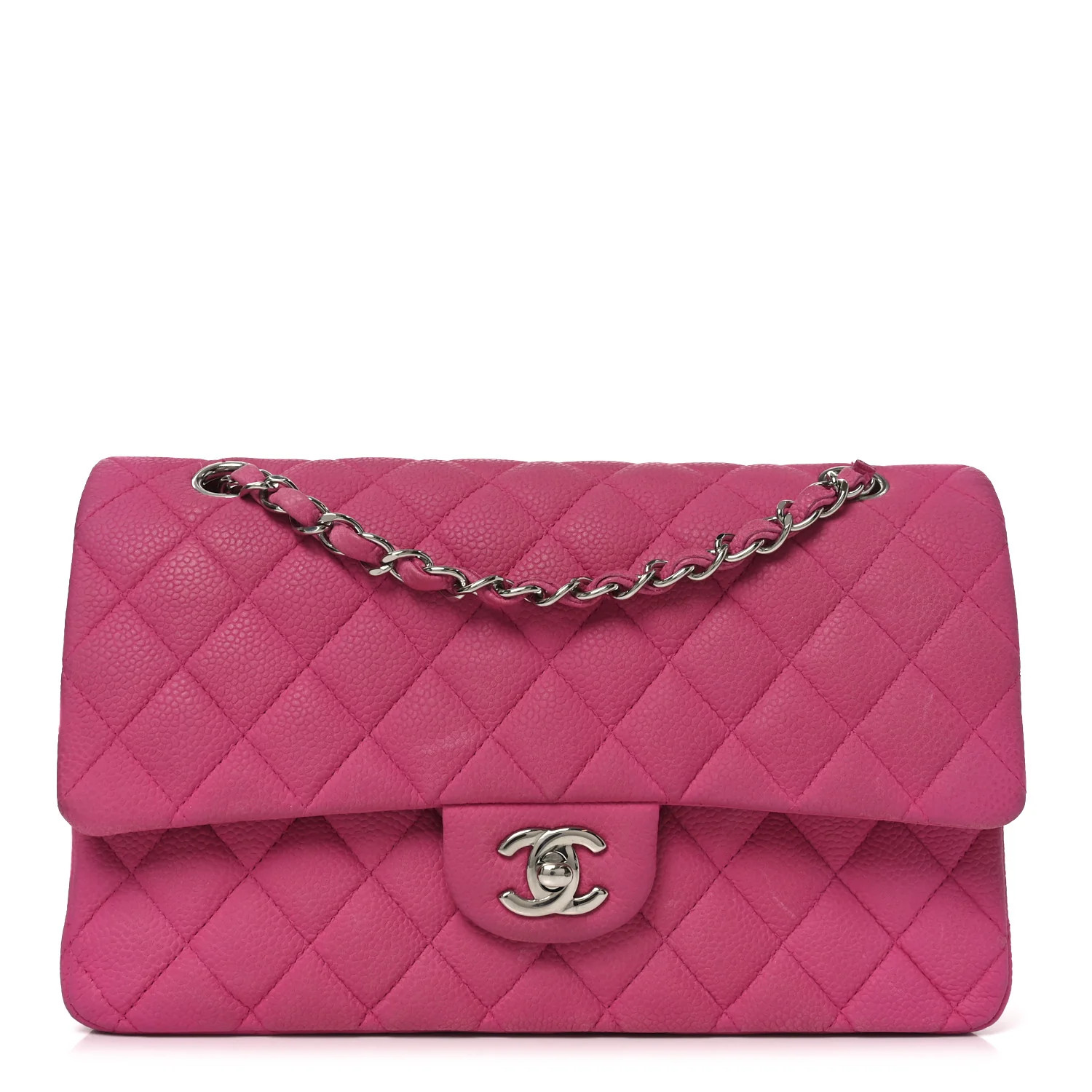 Iridescent Caviar Quilted Medium Double Flap Pink | FASHIONPHILE (US)