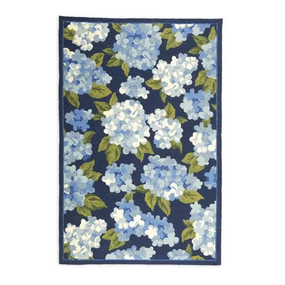 Hydrangeas Hand-Hooked Blue Area Rug | Wayfair North America