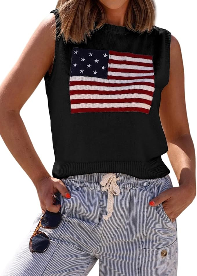 Ezbelle Women's Summer Crop Shirts Sleeveless Tops Cable Knit Tank Work Sweaters Vest Trendy Outf... | Amazon (US)