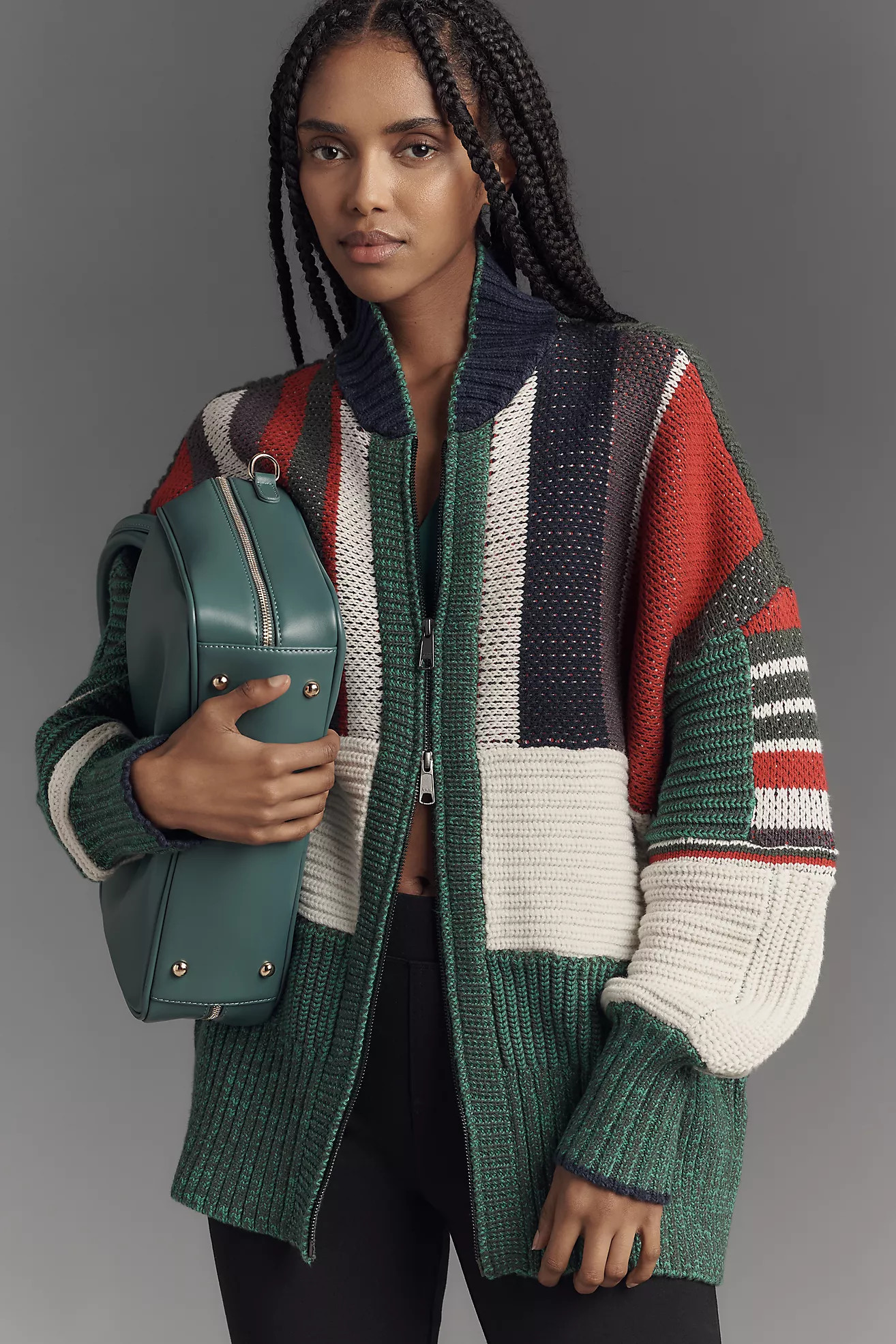 Pilcro Ribbed Collared Zip-Front Sweater | Anthropologie (US)