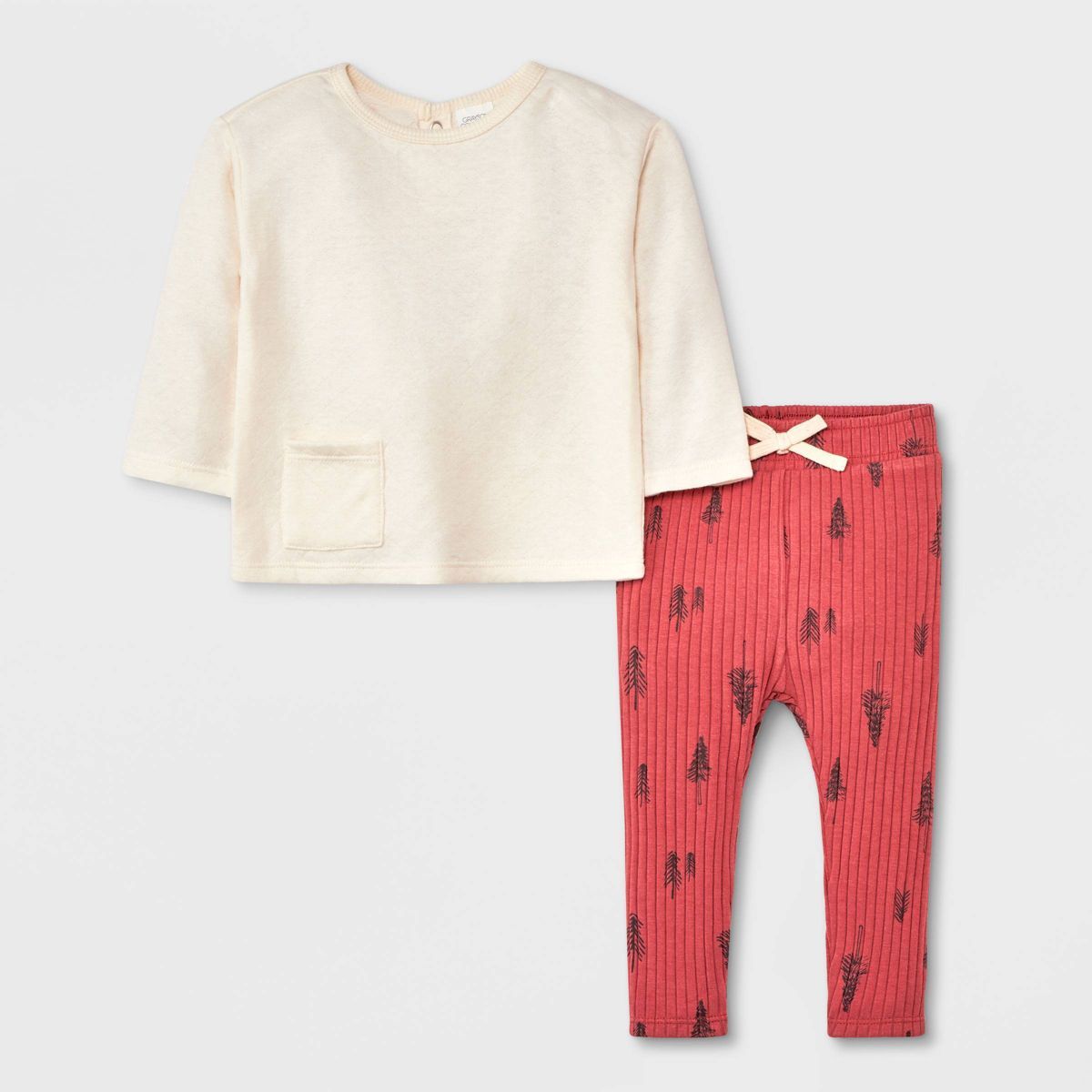Grayson Collective Baby Boys' 2pc Quilted Pullover & Leggings Set - Red | Target