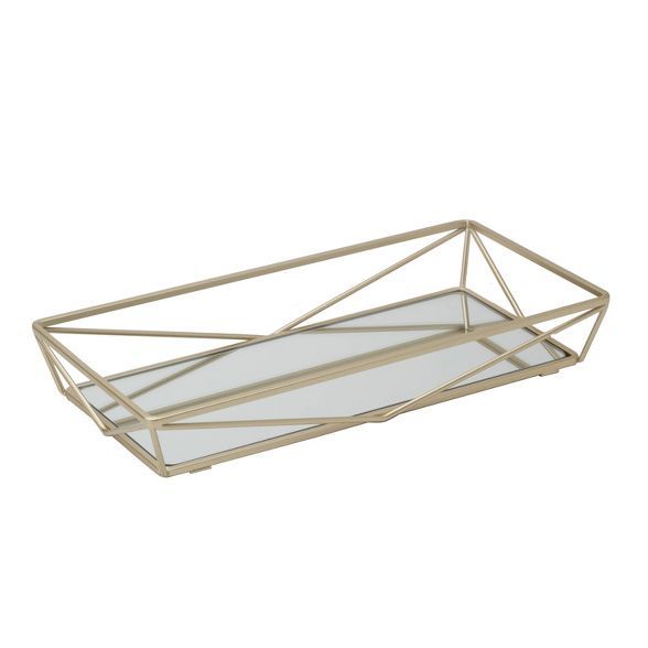 Geometric Mirrored Vanity Tray Gold - Home Details | Target