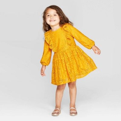 Toddler Girls' Lace Dress - Cat & Jack™ Gold | Target