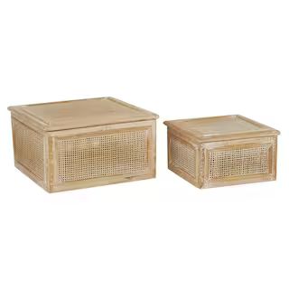 Litton Lane Brown Wood Country Cottage Decorative Box (Set of 2) 61474 - The Home Depot | The Home Depot