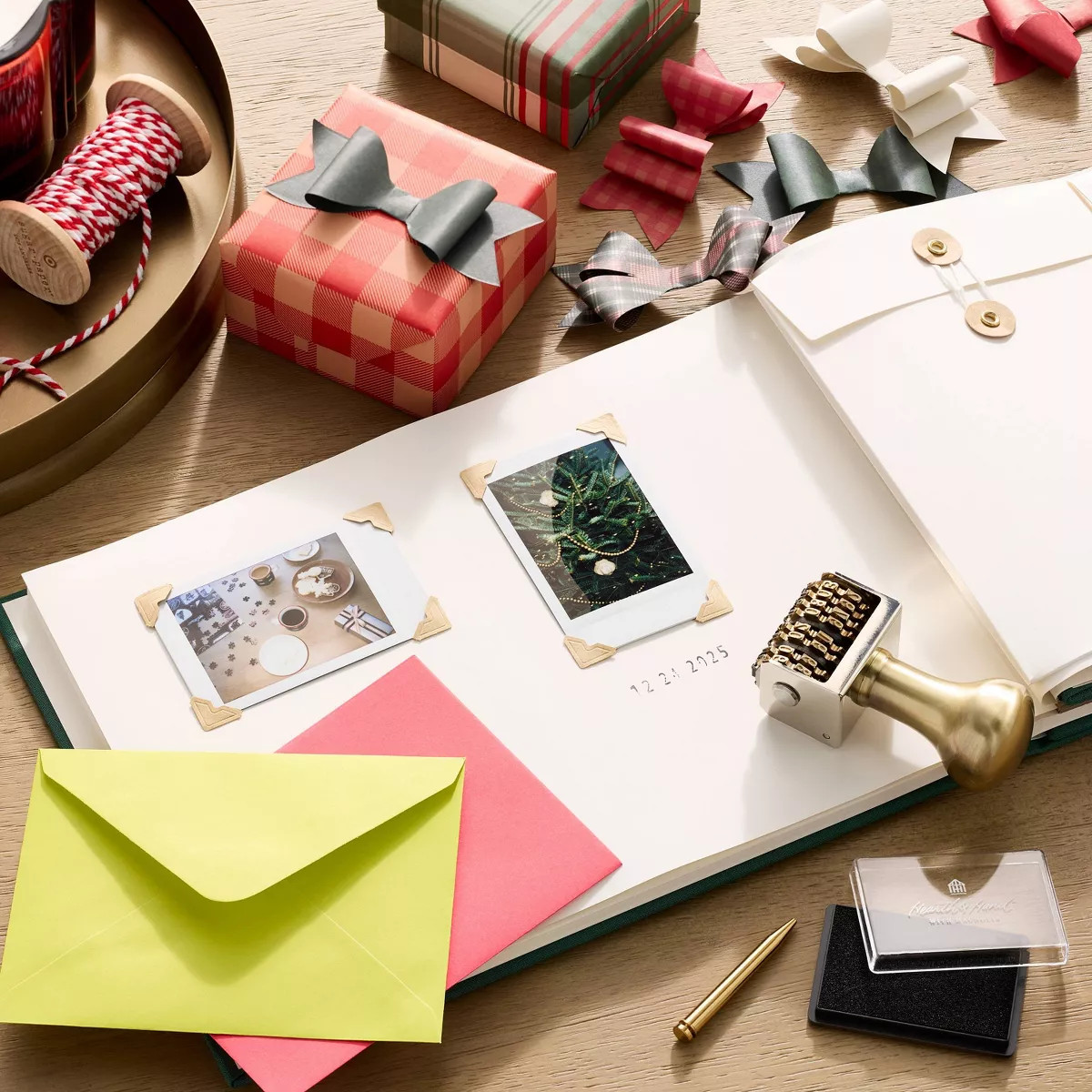 12pc Paper Bow Gift Toppers Reds/Greens/Plaid - Hearth & Hand™ with Magnolia | Target