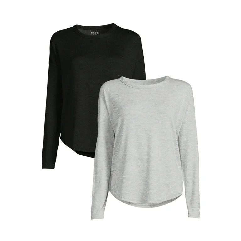 Time and Tru Women's Long Sleeve Hacci Top (2 Pack) - Walmart.com | Walmart (US)