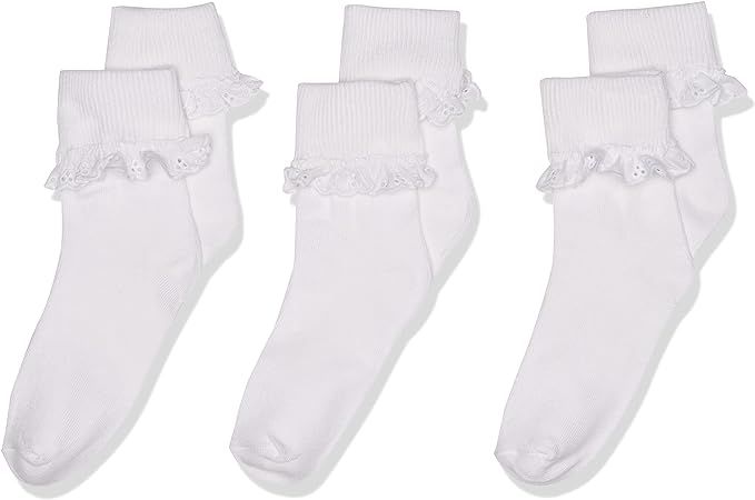Jefferies Socks Girls' Eyelet Lace Socks (Pack of 3) | Amazon (US)