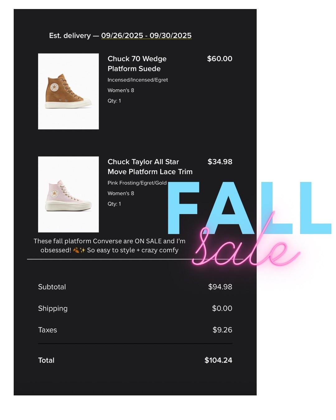 These fall platform Converse are ON SALE and I’m obsessed! ✨ So easy to style + crazy comfy
:
:
#PlatformShoes #PlatformStyle #PlatformSneakers #PlatformConverse #ConverseStyle #ConverseShoes #ConverseSneakers #ConverseObsessed #HighTopConverse #SneakerGoals
#FallStyle #FallOOTD #OOTDInspo #WardrobeGoals #ClosetGoals #EverydayStyle #ComfyAndCute #StyleMadeEasy #TravelStyle #AirportStyle
#ShoeAddict #SneakerAddict #ShoeGoals #SneakerStyle #ComfyShoes #CoolShoes #CasualStyle #StreetStyleVibes #StyleForDays
