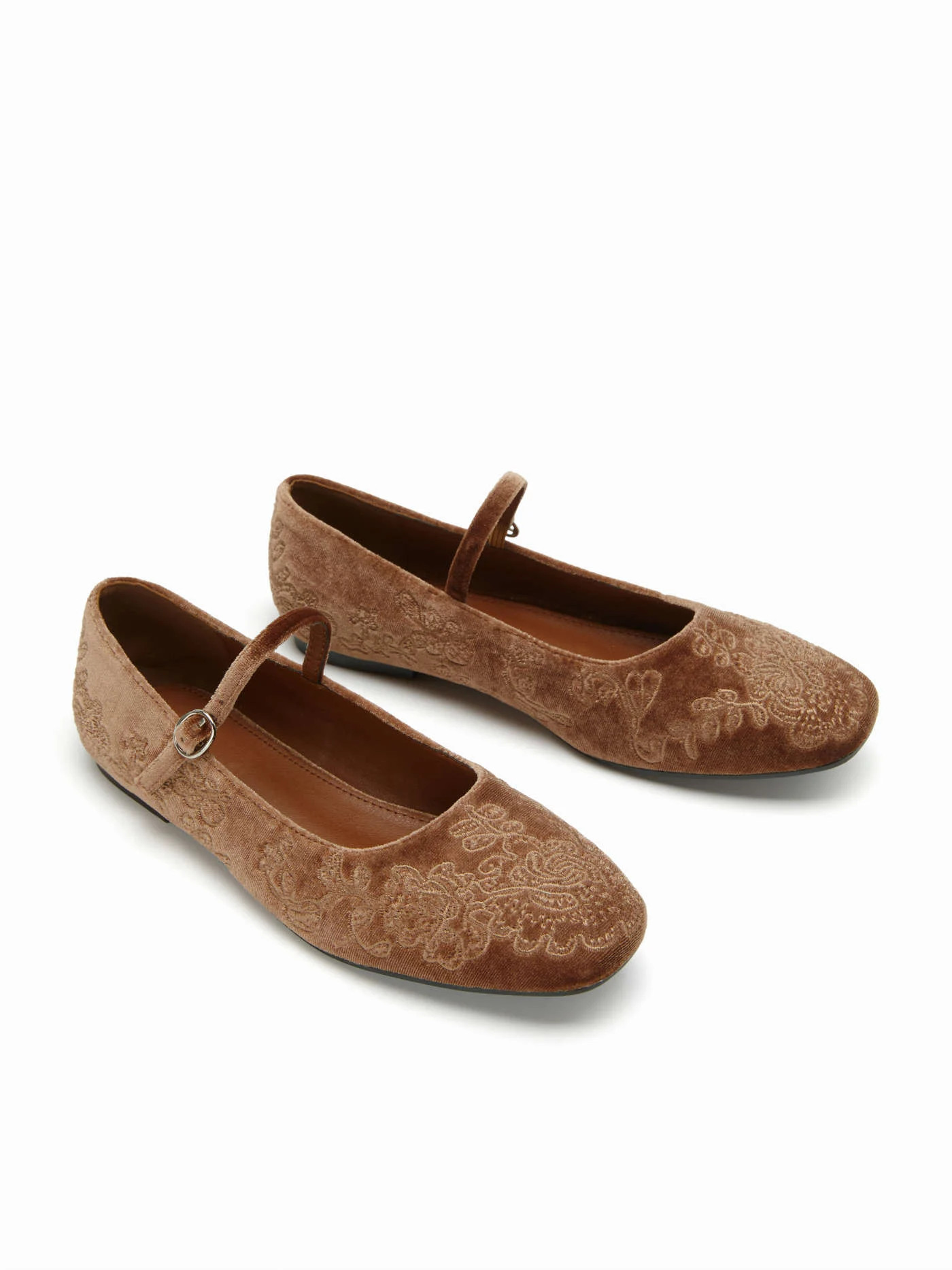ROUND TOE MBROIDERED  MARY JANE SHOES For Daily Casual | Cider