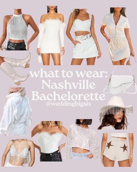 Searching for Bachelorette outfits to wear in Nashville? I have you covered💜 I love shopping and have so much fun helping people find pieces for events! Today is all about the classic Nash Bash!  Your bachelorette weekend is one of the only times you can truly go ALL OUT! I love anything over the stop & in style! From sequins to playful fringe, statement belts to a touch of cowgirl flair – I’ve curated the perfect wardrobe for your Nashville party. Whether you're hitting Broadway or embracing the Nashville glam, these are the perfect pieces to get your packing started! ✨👯‍♀️ #Nashvilleoutfit #Bacheloretteoutfits #Bridalstyle #CountryChic #Nashvillebach #NashvilleBachelorette
Bachelorette outfit inspo, outfit ideas, bridal fashion, Nashville outfits, Nashville going out outfit, Nashville fashion

#LTKwedding