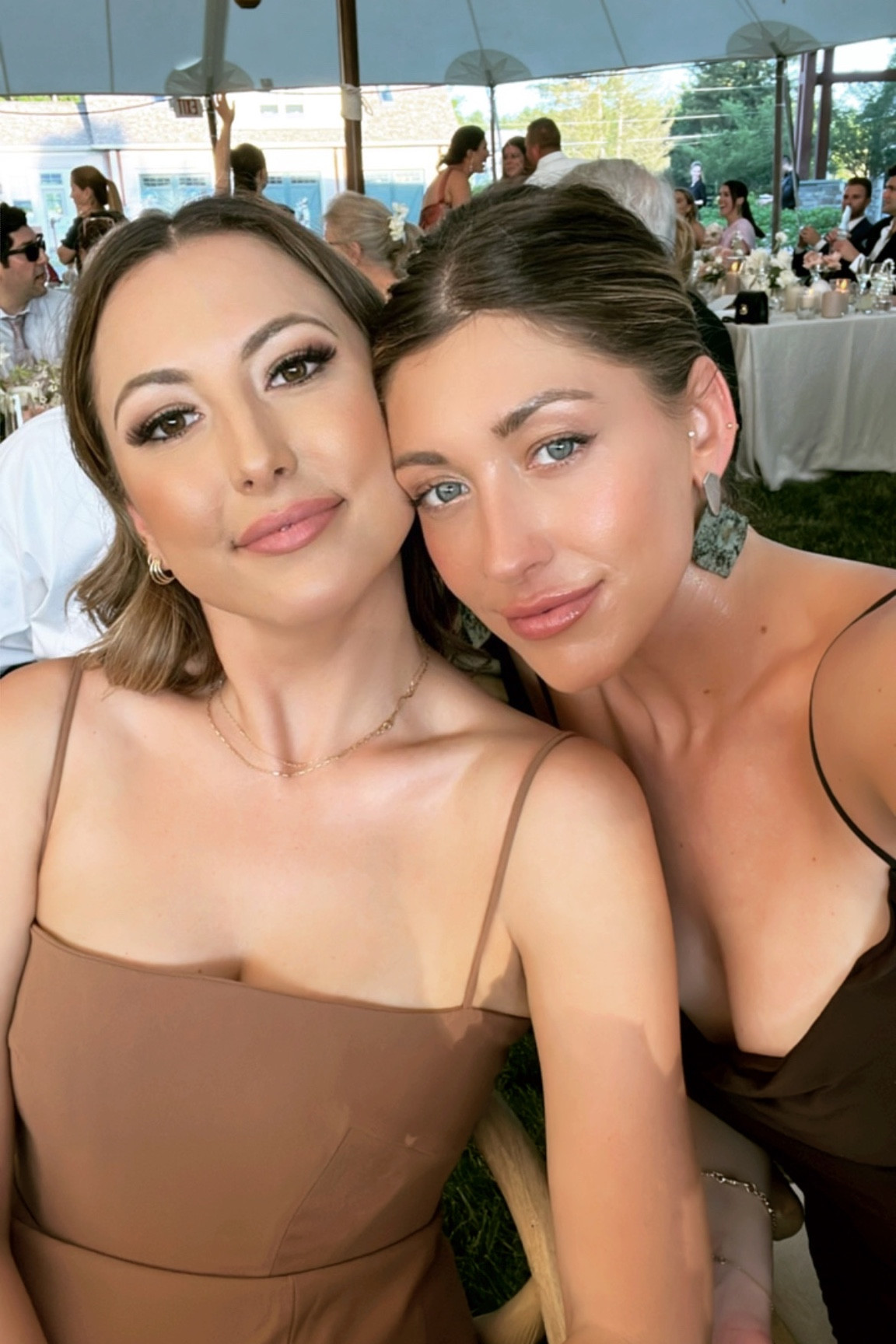 Wedding Guest Bridesmaid Homecoming Dress - Nordstrom House of CB Tan Gown + Amazon Huggie Gold Hoop Earrings

#LTKfindsunder100 #LTKwedding #LTKfindsunder50