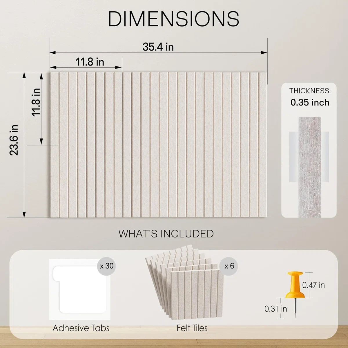 Large Cork Boards for Walls 36" x 24", Light Tan Felt Bulletin Board Tiles for Office Decor | Wayfair North America
