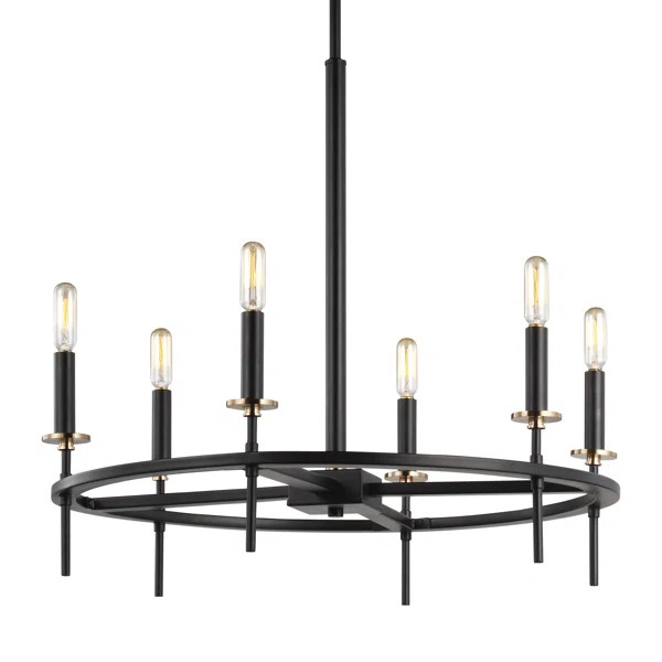 Beyers 6 - Light Candle Style Wagon Wheel Chandelier | Wayfair North America