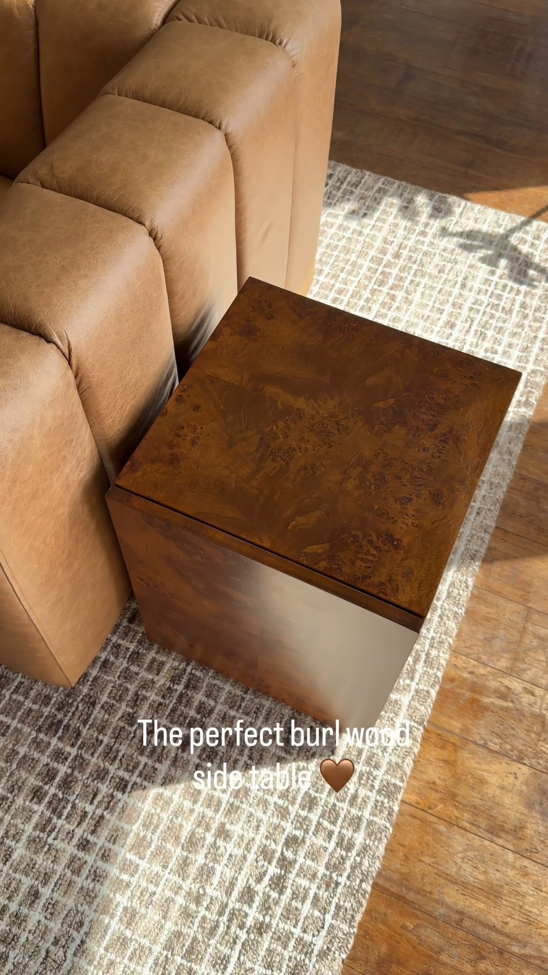 The perfect side table from @hernest 🤎 the color of the burl wood matches my western aesthetic perfectly, I love the hidden storage to hide my remotes, and height is perfect for a candle and my wine glass in the evenings. 

#livingroomdetails #austinhomes #hernesthomedecor #livewithhernest #westernhomedecor

#LTKSeasonal #LTKHome
