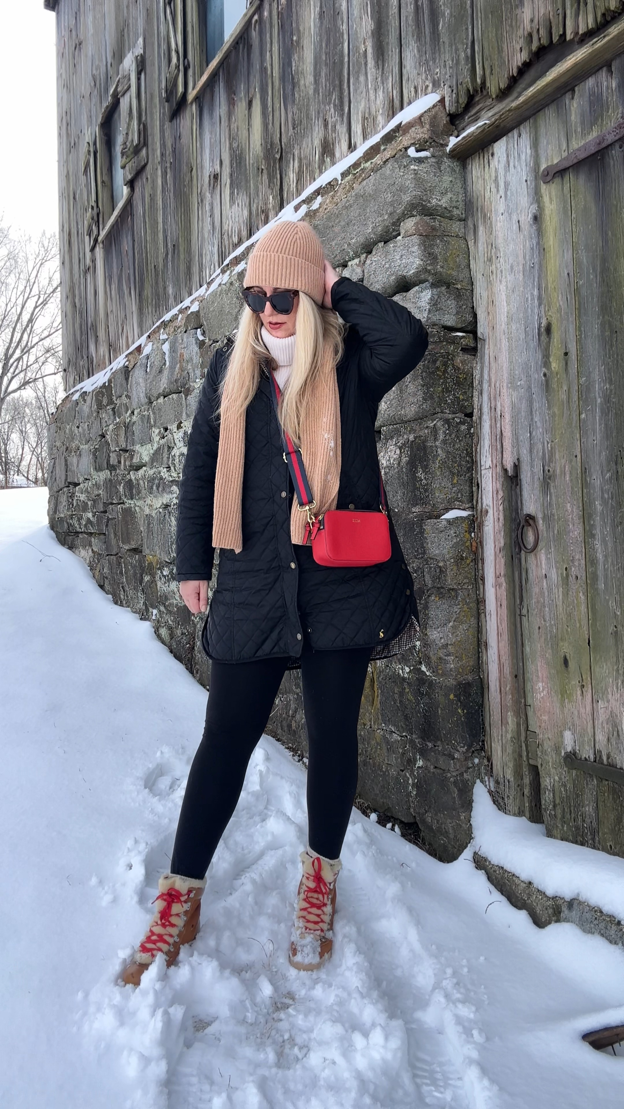 Loving these winter layers back in stock & on sale now ❄️ pops of red with my winter boots & a favorite red crossbody bag ♥️ hat, scarf, boots all on salee

#LTKShoeCrush #LTKOver40 #LTKWatchNow