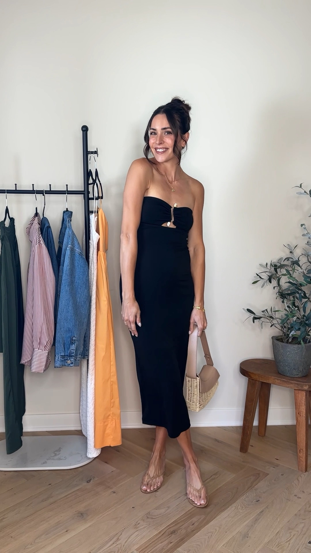 @dynamiteclothing try-on! These affordable summer outfits are 🔥🙌🏼 #ad #DynamiteStyle 
--Code TAYLOR15 for 15% off your order! 

Black tube dress: true to size (I sized up 1 to a M but could’ve done a S, very stretchy) 
Orange midi dress: tts (S) 
White midi dress: sized up 1 (M)
Red stripe shirt: sized up 1 (M) 
Satin cami: tts (S)
Satin pants: tts but sized up to a L for my bump 
Denim shirt jacket: sized up to a M for an oversized fit
Jeans: sized up 2x for my bump (28) if between sizes, I’d go up

Bump friendly outfit / bump style / dinner outfit / shower dress  

#LTKVideo #LTKFindsUnder50 #LTKFindsUnder100