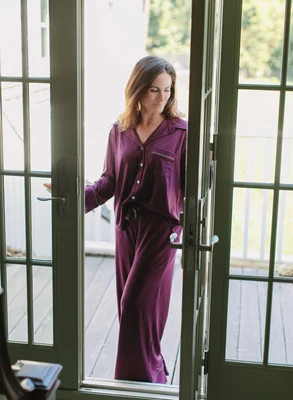 Women's Parker Pajama Set - Aubergine / Olive | Timo & Violet (US)
