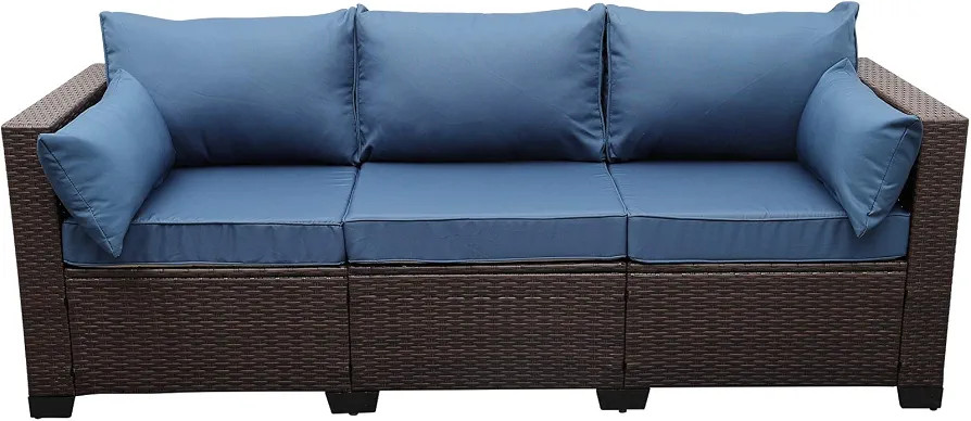 Rattaner 3-Seat Patio Wicker Sofa, Outdoor Rattan Couch Furniture Steel Frame with Furniture Cove... | Amazon (US)