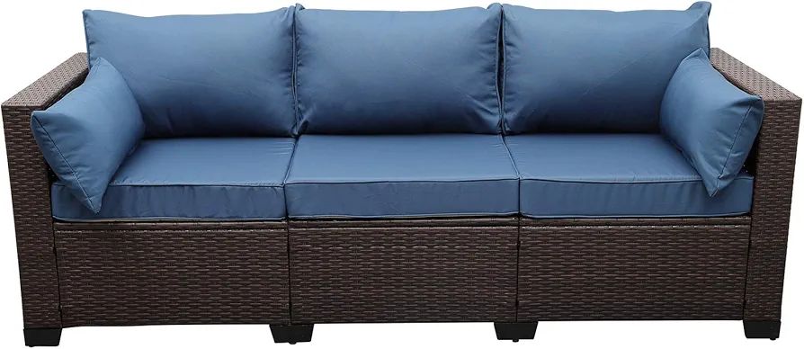 Rattaner 3-Seat Patio Wicker Sofa, Outdoor Rattan Couch Furniture Steel Frame with Furniture Cove... | Amazon (US)