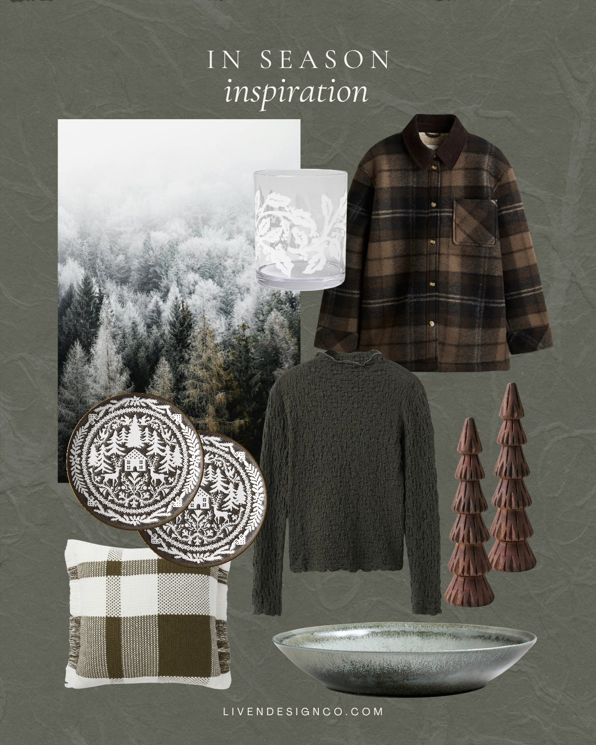 Winter decor. Shacket. Plaid jacket. Wood carved trees. Christmas decor. Christmas dinnerware. Olive green. Crepe textured top. Style inspiration. Plaid pillow. Living room. Serving bowl. Holiday drinkware 

#LTKHoliday #LTKSeasonal #LTKSaleAlert