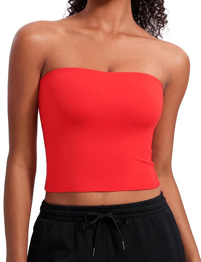 CRZ YOGA Butterluxe Double Lined Tube Tops for Women Going Out Crop Sleeveless Tank Bandeau Strap... | Amazon (US)